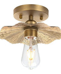 Vintage Metal Ceiling Light Fixture With Brass Finish, Split Flower Design, Industrial Flush Mount