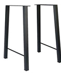 Two 28 Inch Industrial Trapezoid Table Legs Heavy Duty Metal Desk Support Black Powder Coated 600 To 800 Lb Load Capacity For DIY Furniture Builds