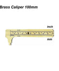 Solid Brass Digital Caliper High-Precision Mini Tool Crafts Jewelry measuring 100mm with inch and mm scales.