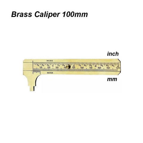 Solid Brass Digital Caliper High-Precision Mini Tool Crafts Jewelry measuring 100mm with inch and mm scales.
