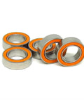 10 Piece Slick Hybrid Ceramic Ball Bearings SMR148C 8x14x4mm Abec 7 Shielded Rings in grey and orange for fishing reels.