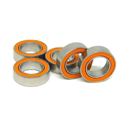 10 Piece Slick Hybrid Ceramic Ball Bearings SMR148C 8x14x4mm Abec 7 Shielded Rings in grey and orange for fishing reels.