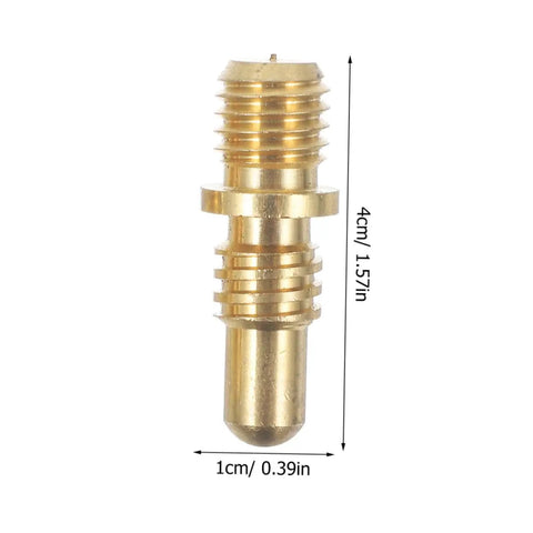Heavy Duty Copper Pool Cue Extension Screws Four Pack Tough Shaft Connector Joints For Billiard Cue Repairs - close-up of a golden joint screw, 4cm