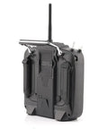 Carbon Fiber RC Transmitter With Hall Gimbals And EdgeTX OpenTX Support, rear view showing raised grips and removable battery cover.