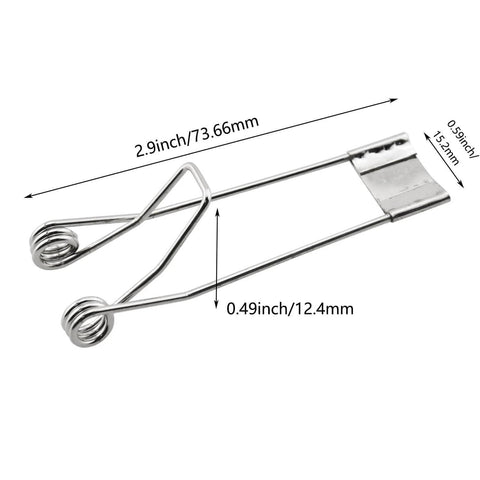 12 Pack Stainless Steel Recessed Lighting Spring Clips 60x22mm for securing downlights, side view with dimensions shown