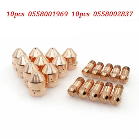 20 Pcs Plasma Electrode And Nozzle Set For PT 32 Torches And PT32EH Copper Tips For ES AB Powercut 875 Plasma Cutters