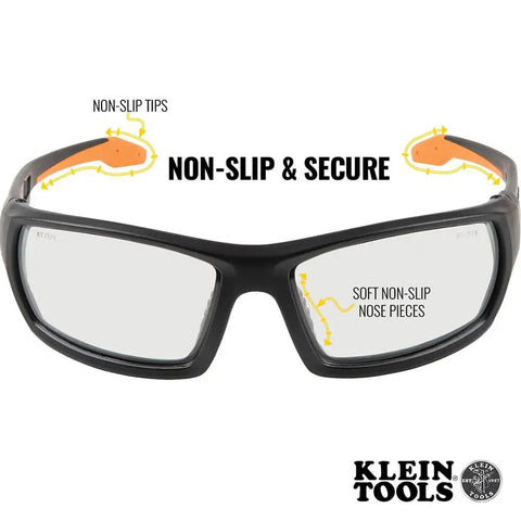 All Day Safety Glasses With Full Frame Design, Anti Fog And Scratch Resistant Lenses For Indoor Outdoor Work, nose padding detail.