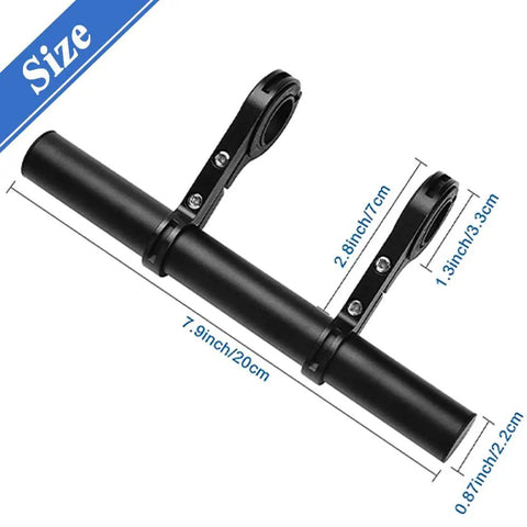 7.9 Inch Bike Handlebar Extender Aluminum Alloy Extension Mount for Accessories with size measurements