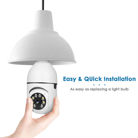 Wireless Security Camera With 5GHz And 2.4GHz WiFi HD Live View E27 Socket Spotlight Mount No Fuss Setup Color Night Vision Two Way Talk