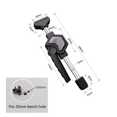 Beefy Heavy Duty Bench Clamp Set With Quick Release For 20mm Bench Dog Holes, 170lbs Grip, Adjustable Woodworking Clamp For Glueups, Assembly, And Planing Projects Plus Durable PA6 GF30 Construction And Rubber Pads, fits 20mm hole