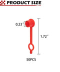50 Count Red Grease Fitting Caps That Fit All Standard And Metric Fittings Dope Protective Cap Set measures 1.72 inch long and 0.23 inch diameter