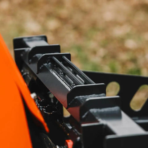 Close-up of Skid Steer Sod Roller With Adjustable 36in 44in 52in Widths, Universal Quick Tach mount detail, heavy-duty construction