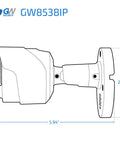 Side view illustration of 8MP 4K IP PoE Spotlight Bullet Security Camera with 3.6mm Fixed Lens dimensions shown