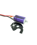Beefed Up 66T Reaper 050 Brushed Motor With Mount Plate For 1 24 Scale SCX24 LGM101 Builds Delivers Solid Low End Torque And Smooth Mid Range Speed Pre Soldered Wire Harness Included For Easy Install, motor and plate view.