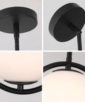 Modern Style Pendant Lighting With White Globe Glass Shade For Kitchen Island, Dining Room, And Bedroom, close-up details
