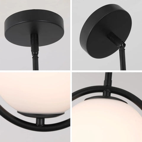 Modern Style Pendant Lighting With White Globe Glass Shade For Kitchen Island, Dining Room, And Bedroom, close-up details