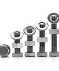 5 Pcs TA2 Titanium Outside Hexagon Screw And Nut Flat Washer Combination Kit Corrosion Resistant Lightweight Industrial Grade Fasteners M8X55mm For Heavy Duty Machinery Automotive Construction And DIY Projects