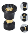 Hella Slick High Performance Water Sprinkler Head with Zinc Alloy Nozzle for Heavy Duty Garden Irrigation and Car Wash plus Deck and Gutter Cleaning Black Multi Mode Spray Full Control close-up showing black and gold design.