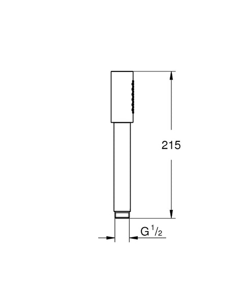 Technical diagram of Sena Stick Hand Shower With DreamSpray And Starlight Finish Delivers A Precise Custom Shower Experience, 215mm height.