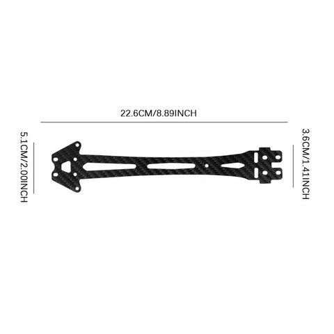 TT-01 1/10 Scale Carbon Fiber Second Floor Plate For RC Car Chassis Upgrade, dimensions labeled