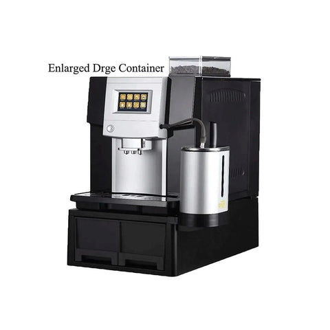 Super Automatic Espresso Machine And Hot Water Dispenser Combo Featuring Easy One Touch Operation with enlarged drip container.