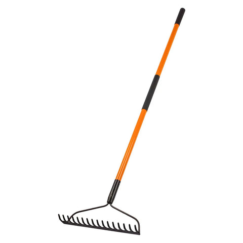 Heavy Duty Garden Rake With 14 Tines And 58 Inch Fiberglass Handle Built To Last High Carbon Steel Build For Extreme Durability