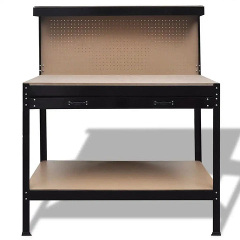 Beast Of A Workbench With Pegboard And Storage Drawer For Garage And Workshop 45.3 Inch Tool Bench front view