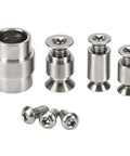 Heavy Duty Titanium Screw Pivot Upgrade Kit With Lanyard Tube Standoff Spacer And Blade Stop Hardware, titanium screws and spacers displayed.