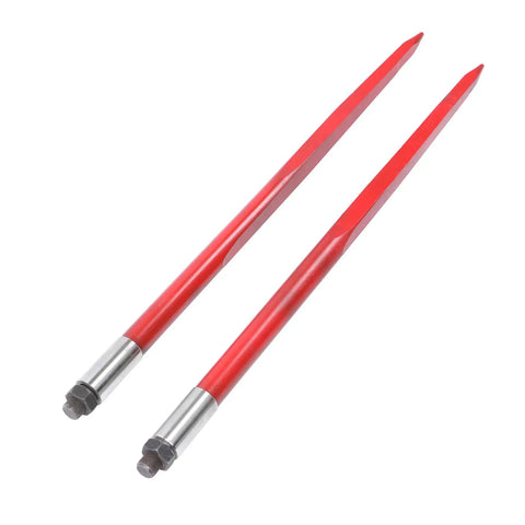 Heavy Duty 43 Inch Hay Bale Forks 3000 Lbs Capacity Two Piece Set For Tractor Loaders with red tapered design