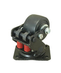 Heavy Duty 3 Inch Silent Damping Universal Caster Wheels Featuring Spring Shock Absorption And Polyurethane Tread For Warehouse Gates - close-up view.
