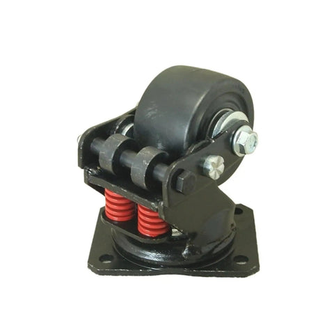 Heavy Duty 3 Inch Silent Damping Universal Caster Wheels Featuring Spring Shock Absorption And Polyurethane Tread For Warehouse Gates - close-up view.
