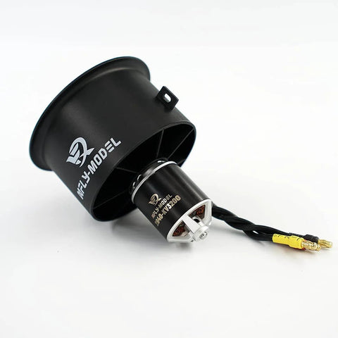 64mm 12 Blade EDF Ducted Fan with 4S 2840-KV3200 Brushless Outrunner Motor for RC Jet Aircraft; black matte finish with CNC laser spinner