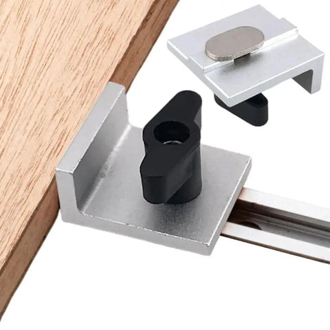 4 Piece Bi Directional Stop Kit With Knobs For T Track System Universal Fit Precision Stops Aluminum Alloy Silver Anodized Built Tough Short Stop Blocks 4 Pack silver stop blocks clamping to T-track