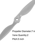 Six Pack 7x5 Inch RC Propellers With 2 Vane Blades Gray Includes Adapter Rings For RC Airplane Replacement Propeller Set