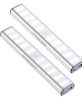 Two Motion Activated LED Light Bars With 30 LEDs, Four Modes, Rechargeable Magnetic Stick On Night Light For Kitchen, Closet