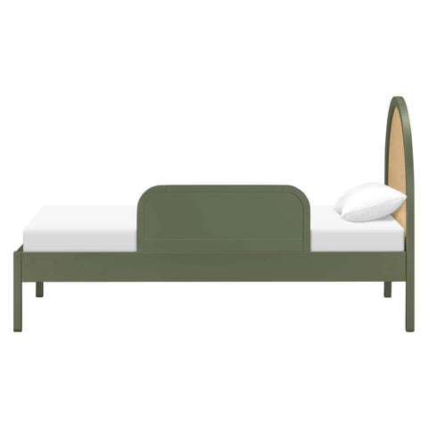 Olive Bed Guardrail For Twin And Full Beds For Kiddo GREENGUARD Gold certified, side view on white background