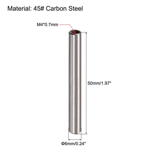 Ten Piece Dowel Pin Set With M4 Internal Thread 6x50mm Chamfered Flat Carbon Steel Cylindrical Pins For Woodworking.
