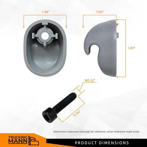 Sun Visor Clip Two Pack For Peterbilt And Kenworth Trucks Gray S16 1023 661 Replacement Visor Clip with dimensions