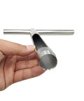 12 Inch Stainless Steel Soil Probe With T Style Handle held in hand showing open core for quick sampling