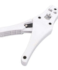 White crimping tool for RJ45 connectors with ergonomic handle, part of 'All Day Pro Grade Crimping Tool With Comfortable Ergonomic Handle For Quick Ethernet Cable Work Wide Compatibility With 4P 6P 8P RJ45 Connectors Premium Blades For Clean Reliable Network Wiring'