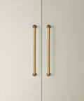 Antique Brass Cabinet Pulls 7 9/16 Inch Vintage Industrial Zinc Alloy Drawer Handles With Decorative Screw Detail, installed