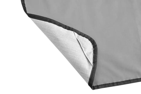 Close-up of Badass 72 By 112 Inch Machine Cover Built From Tough Cotton Plastisol Fabric with gray underside.
