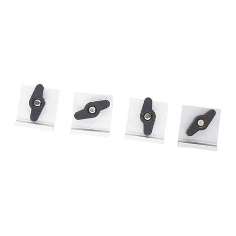 Heavy Duty T Track Stop Block With Knobs for precise woodwork alignment on aluminum alloy systems, set of four from top view.