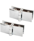 Beefy Zinc Alloy Glass Door Hinge Clamp Set for 5 to 8mm Panels, 2 pieces, 180 degree swing, ideal for showers, cabinets, and cupboards.