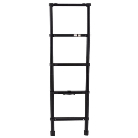 RV Telescoping Bunk Bed Ladder With Mounting Brackets Lightweight Aluminum Collapsible Construction 60 Inch Reach 300 LB Capacity No Fuss Fold And Stow For Campers black aluminum telescoping ladder front view