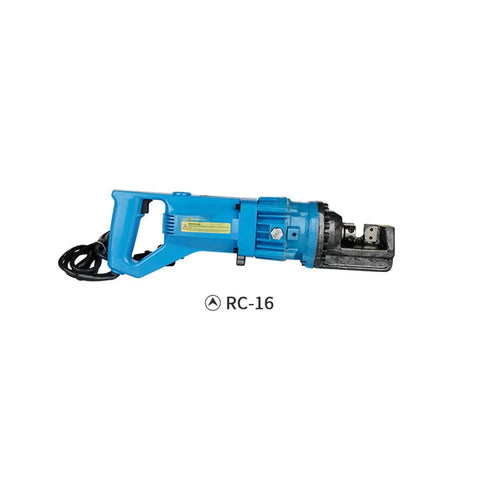 Powerful Portable Electric Hydraulic Rebar Cutter 4-25 Mm Steel Bar Shear for Construction Sites, blue design with handle and cutting blade.