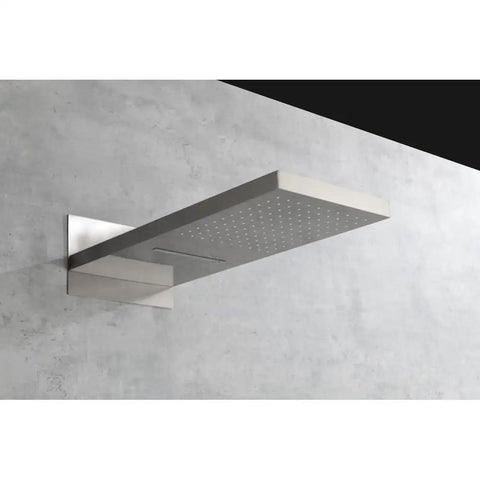 Shower System with Waterfall Rainfall Head, Handheld, Wall-Mounted Faucet, rectangular brass shower head, modern design.