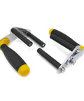 Heavy Duty Adjustable Drywall Handler With Ergonomic Rubber Handle Rock Solid Aluminum Frame Saves Your Back Handling Plywood Gypsum Panels Tile Hassle Free ergonomic rubber handles with black and yellow accents