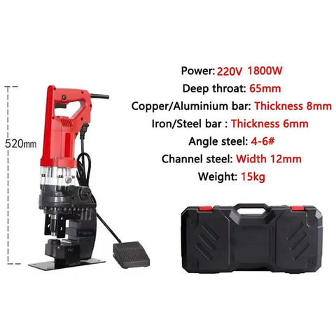 Rock Solid Hydraulic Hole Puncher 1800W Electric Metal Tube Cutter With Five Quick Change Dies For Iron Copper Aluminum Plate And Channel Steel Lightning Fast Punching No Sweat Adjustment Pro Tool