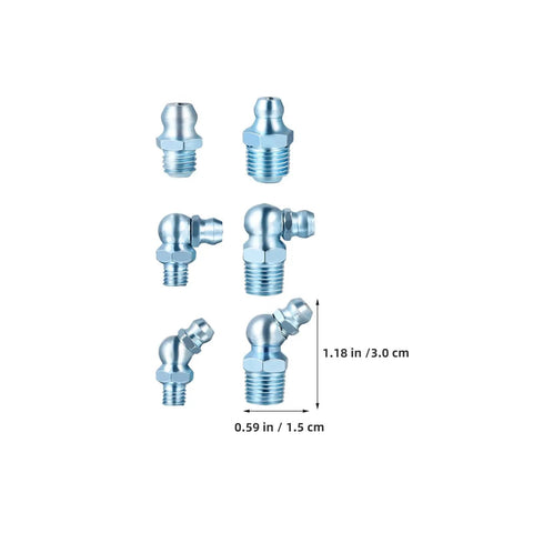 Bulk Pack 100 Grease Zerk Fittings, 8 To 28 Threaded Hex Head, 45 Degree Angled Nipples, Galvanized Iron Lubrication Fittings For Mechanical Joints And Machinery, Easy Batch Repairs For Industrial Equipment, 1.18 in